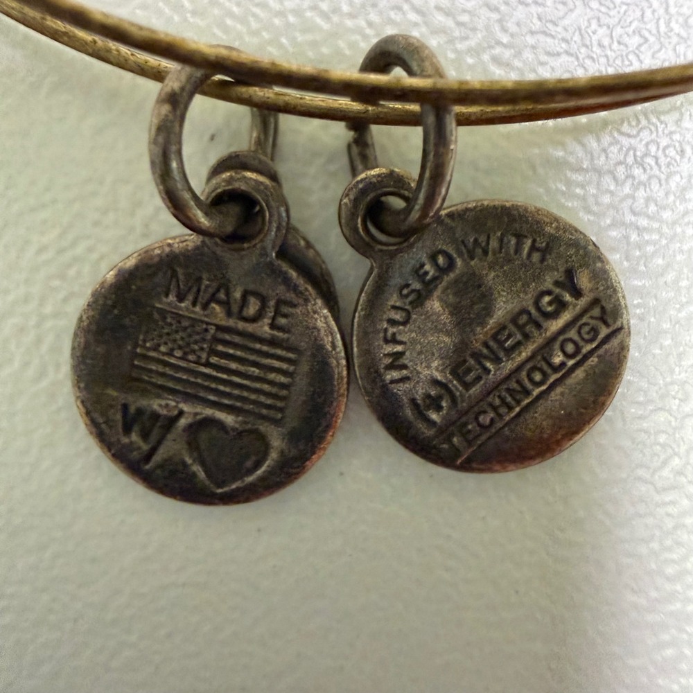 Alex and Ani Smoky Quartz Beaded Expandable Bangle Bracelet Rafaelian Finish - Picture 3 of 6